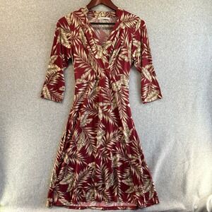 Stockholms Klanningsfabrik Pauline Tropical Palm Wrap Dress Burgundy T3 Medium